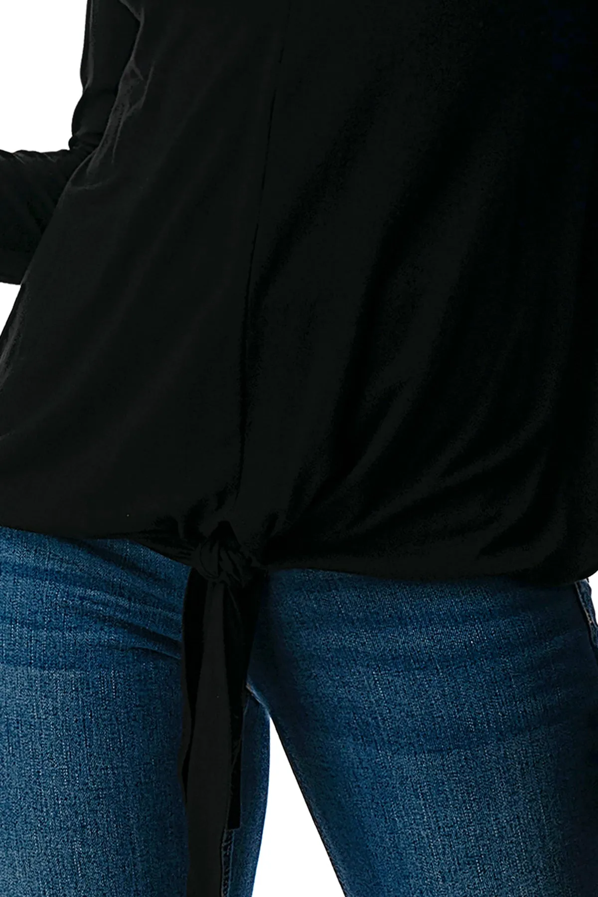 AGNES OPEN SHOULDER TOP (BLACK/SOLID BLACK)- VT2692