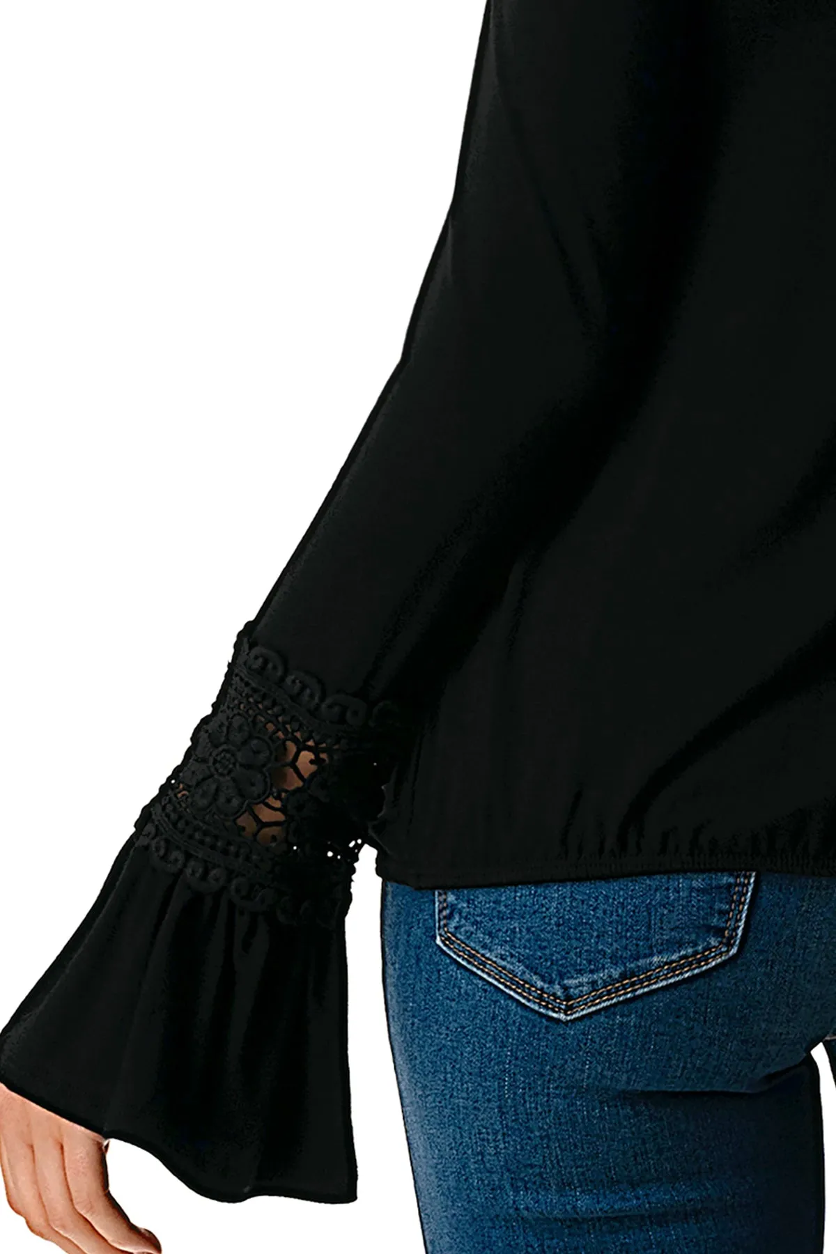 AGNES OPEN SHOULDER TOP (BLACK/SOLID BLACK)- VT2692
