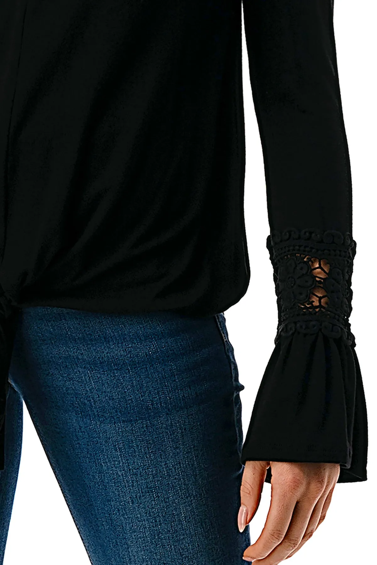 AGNES OPEN SHOULDER TOP (BLACK/SOLID BLACK)- VT2692