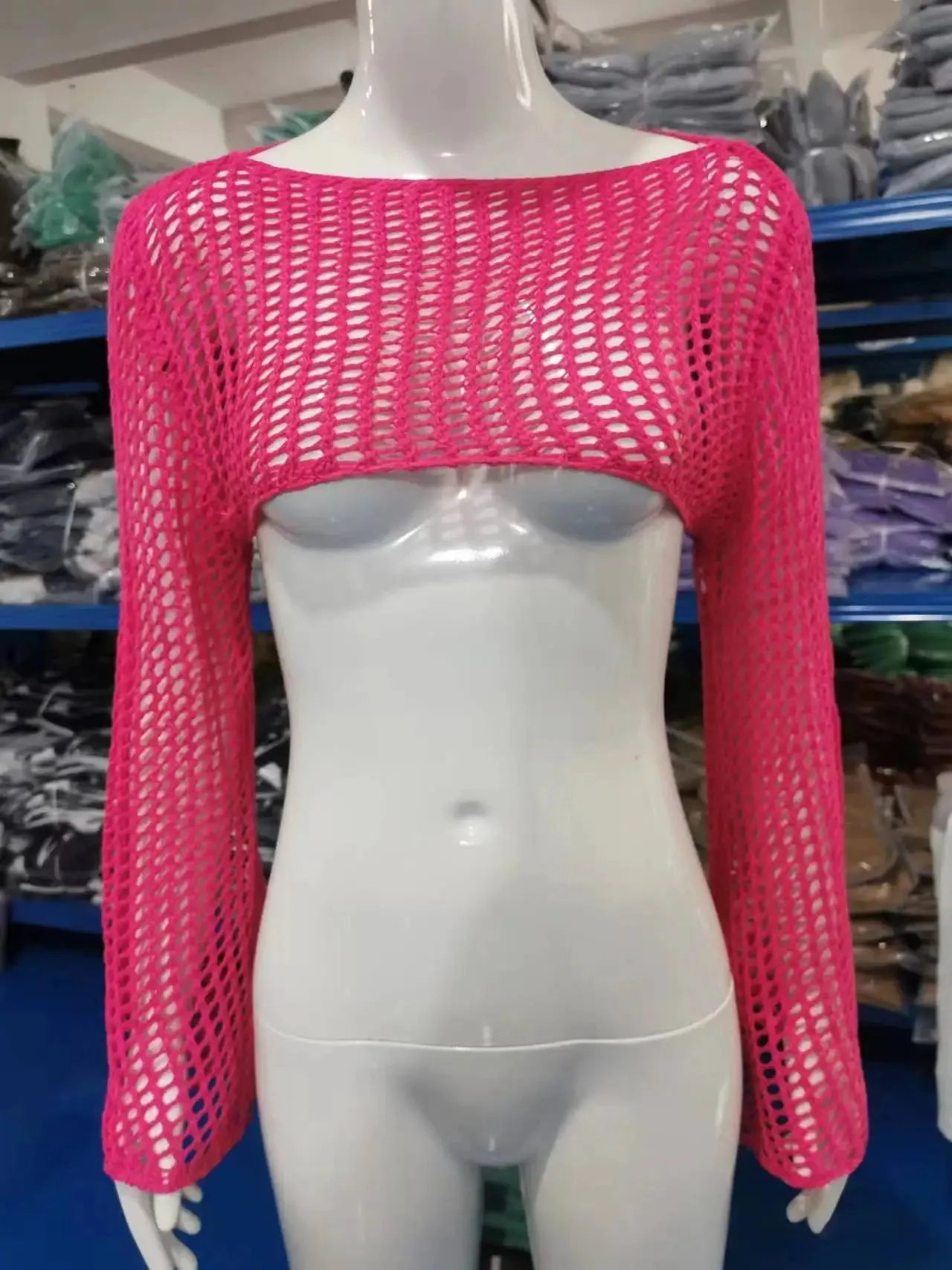 Azura - Chic Hollow Knit Crop Sweater for Women