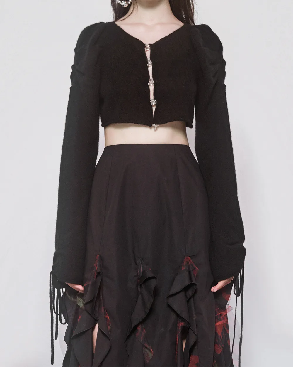 Beaded Crop Knit Top