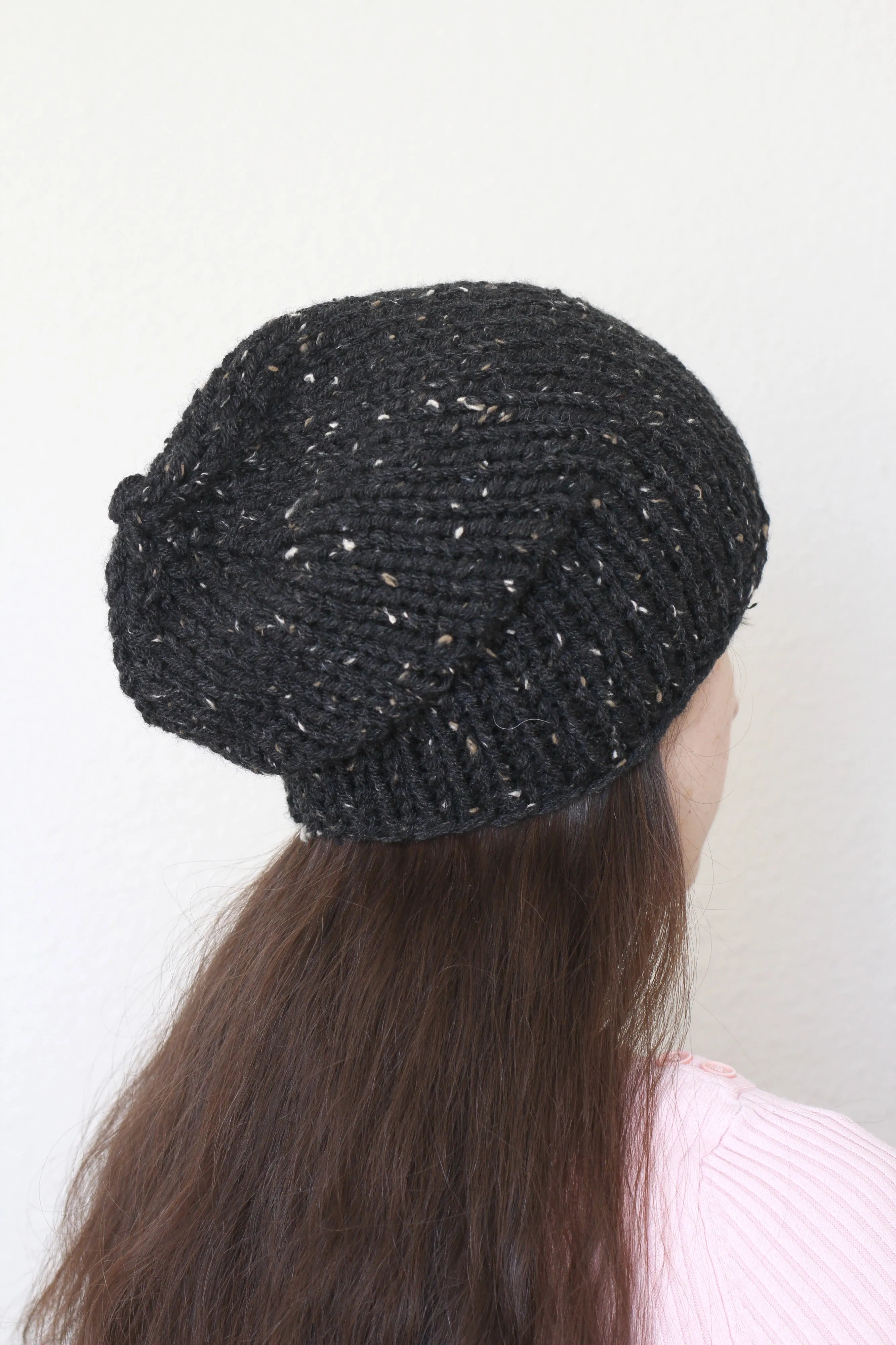 Beanie hat, knit hat, slouchy hat, knit beanie in oatmeal tweed hat