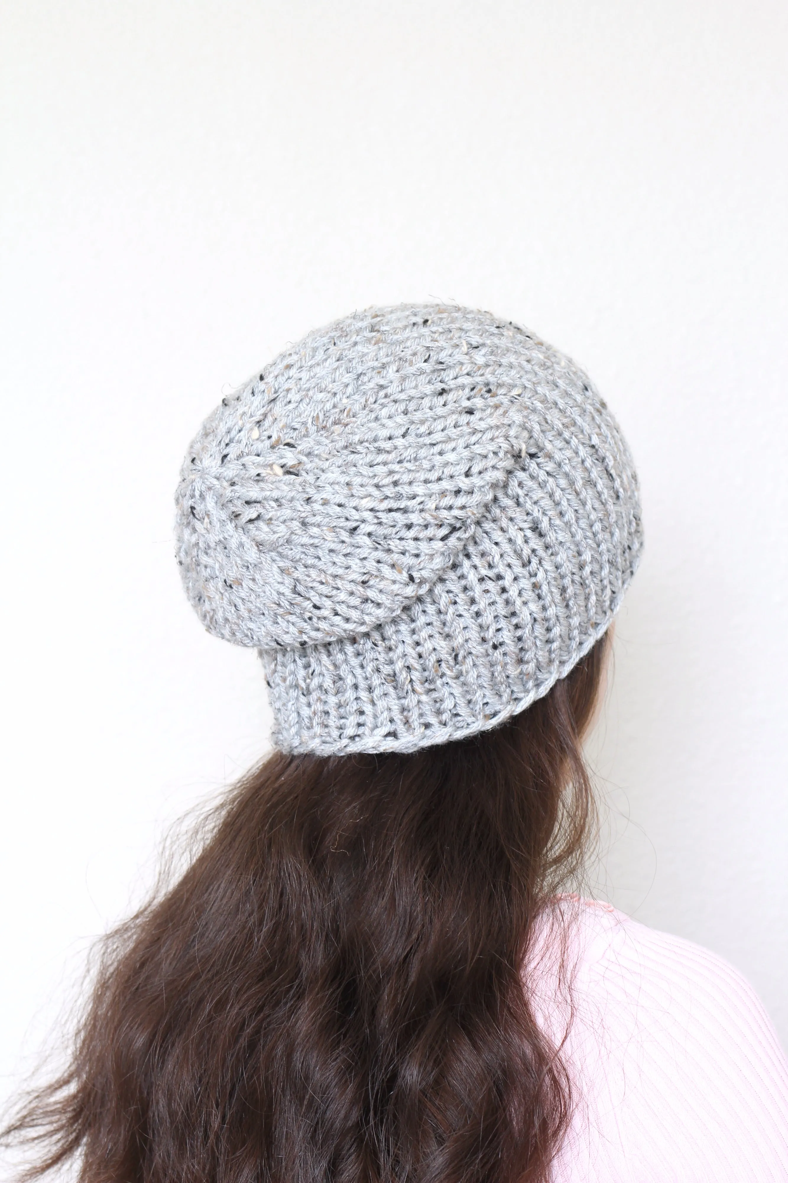 Beanie hat, knit hat, slouchy hat, knit beanie in oatmeal tweed hat