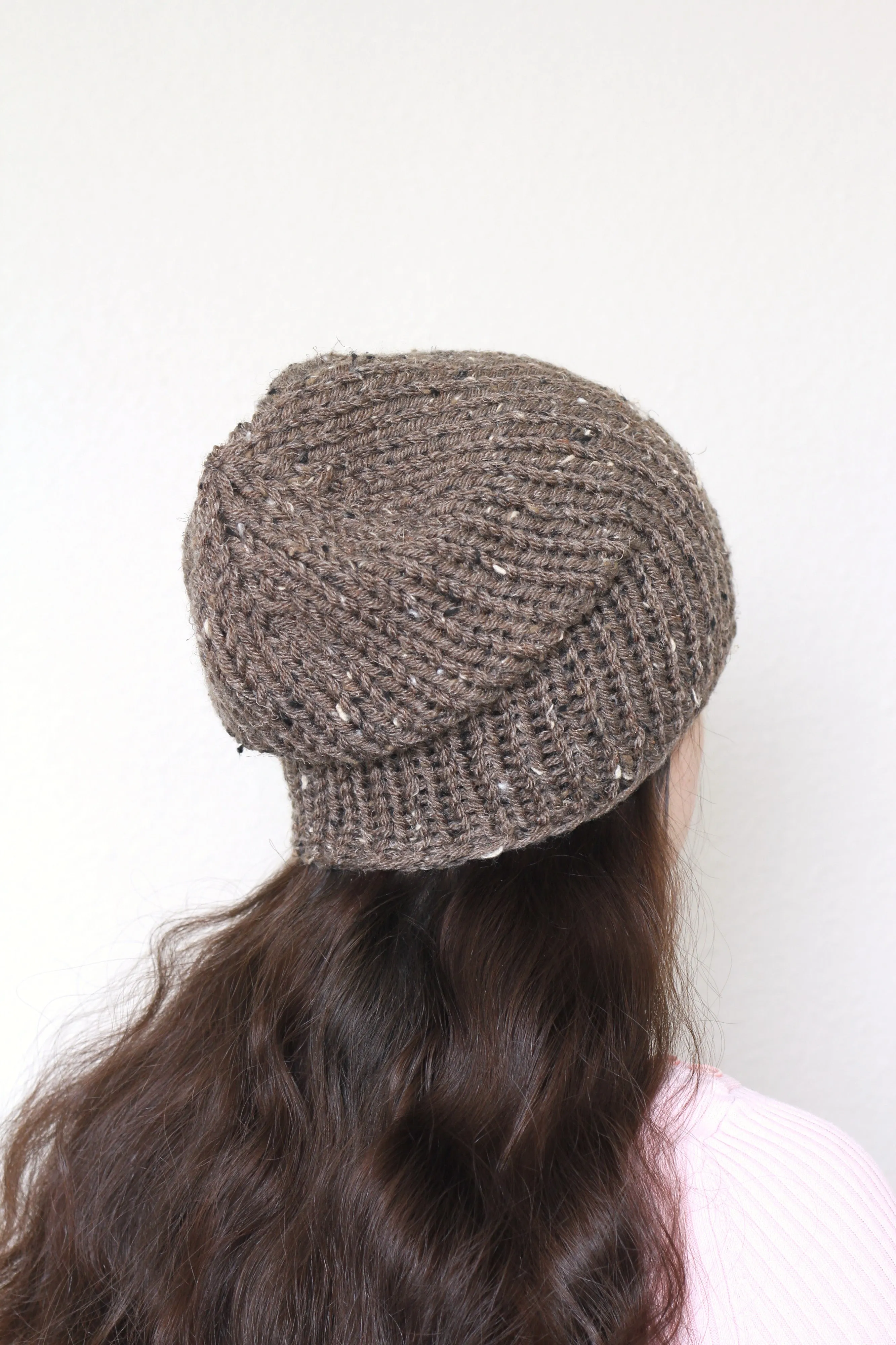 Beanie hat, knit hat, slouchy hat, knit beanie in oatmeal tweed hat