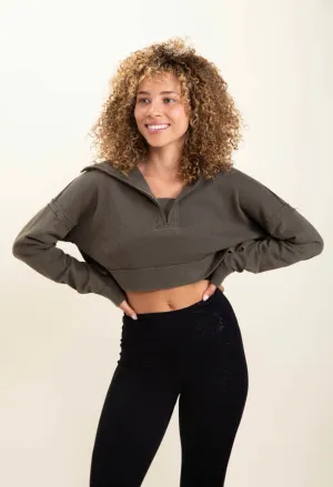 Brown Acid Wash Cropped Pullover
