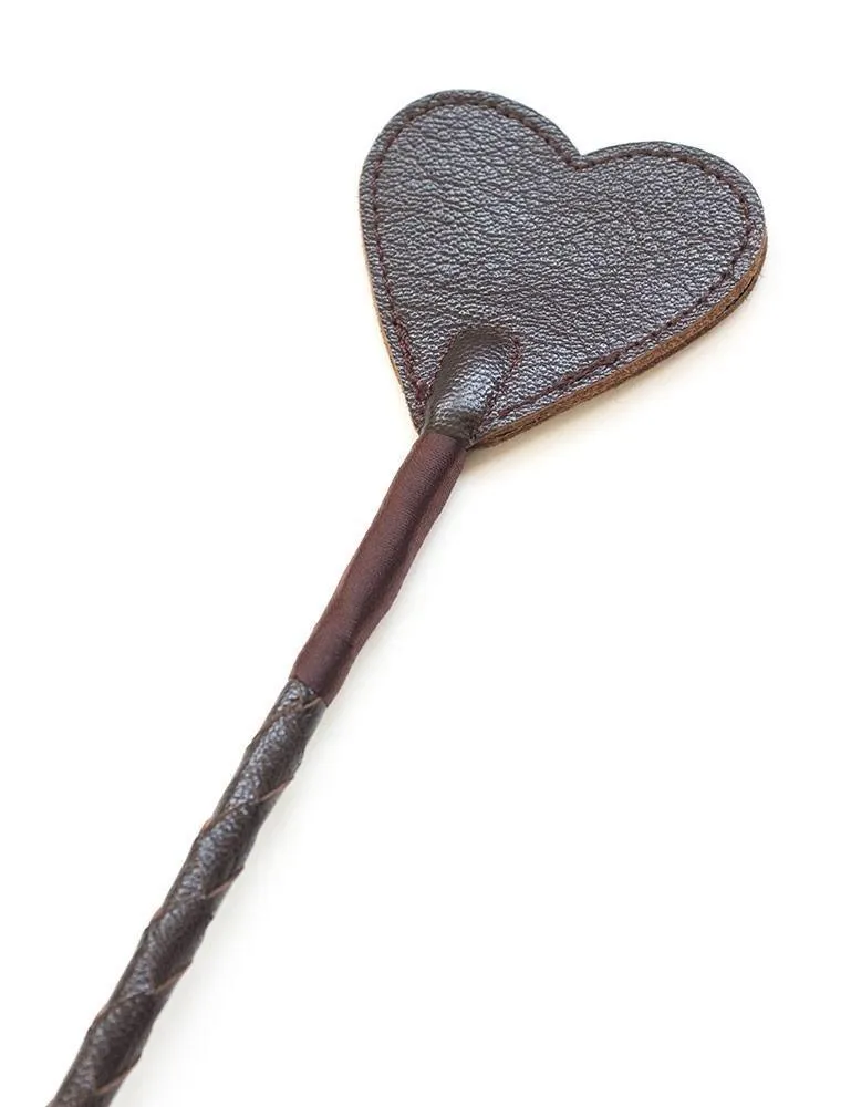 Brown Leather Heart Crop, 23.5"