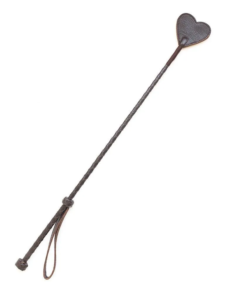Brown Leather Heart Crop, 23.5"