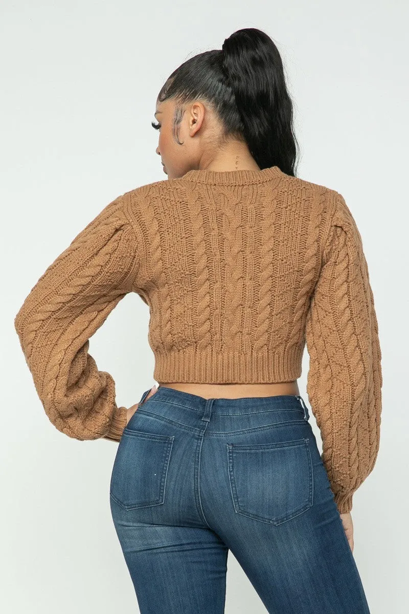 Cable Knit Sweater Crop Top