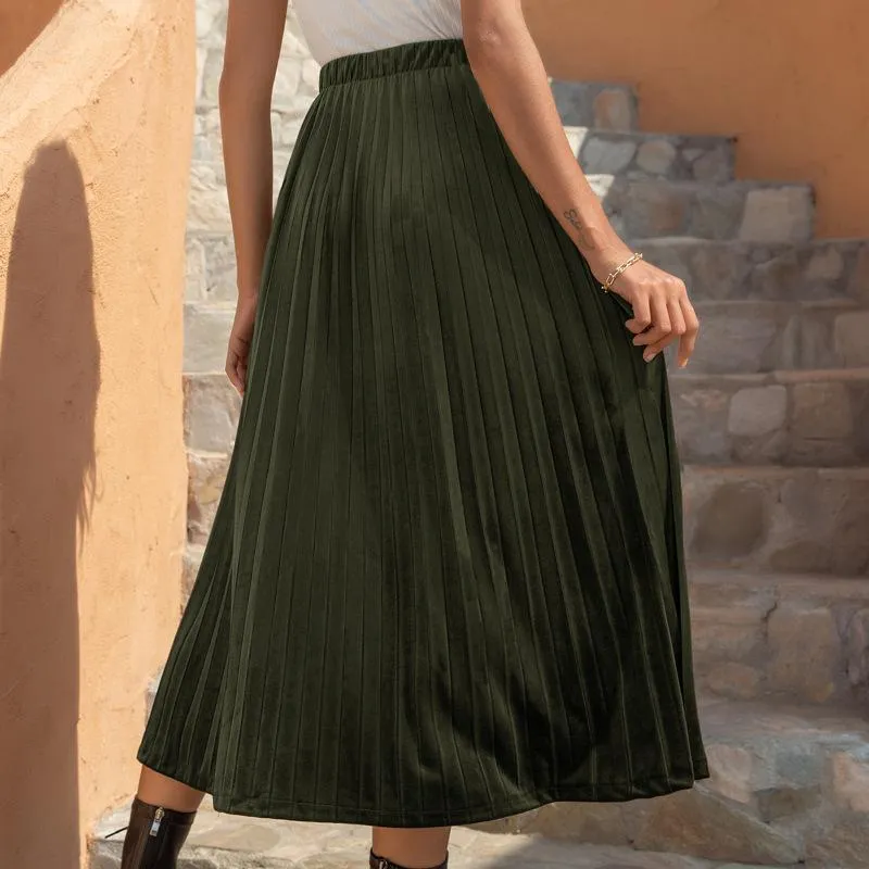 Chic Boho Pleated Midi Skirt
