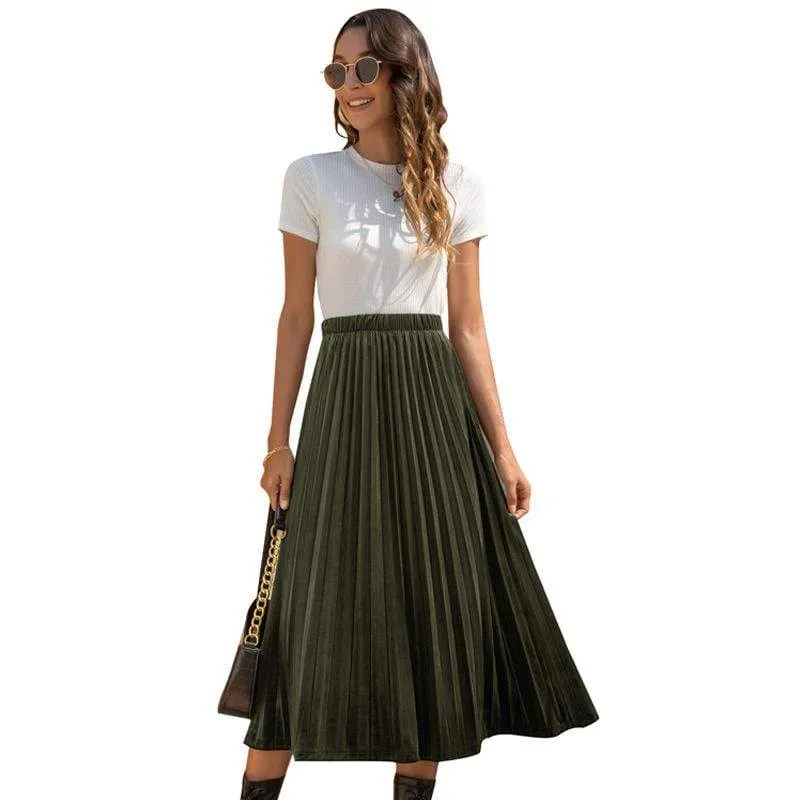 Chic Boho Pleated Midi Skirt
