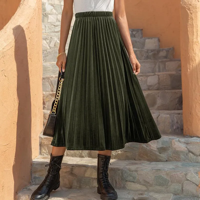 Chic Boho Pleated Midi Skirt