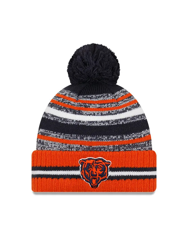 Chicago Bears New Era 2021 NFL Sideline - Sport Official Pom Cuffed Knit Hat - Orange/Navy