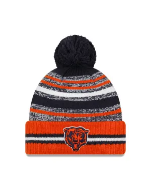 Chicago Bears New Era 2021 NFL Sideline - Sport Official Pom Cuffed Knit Hat - Orange/Navy
