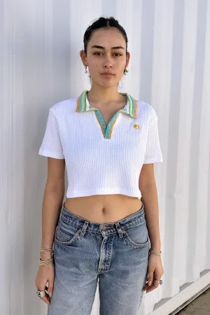 Cotton Knit Crochet Polo - Boxy Crop Top (Limited Run)