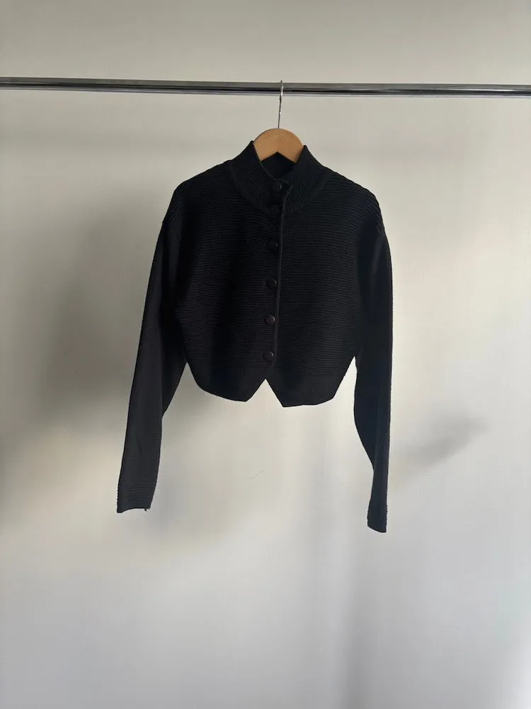 Cropped Black Knit Top