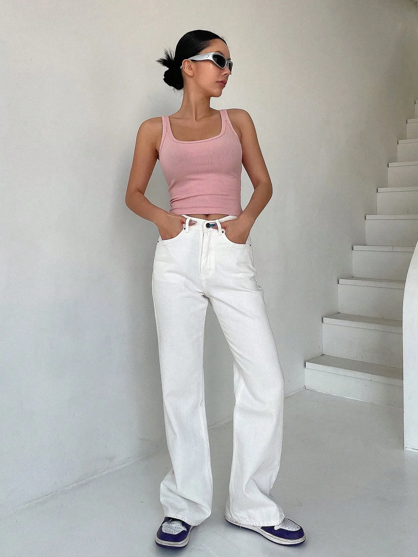 DAZY Solid Rib-knit Crop Tank Top