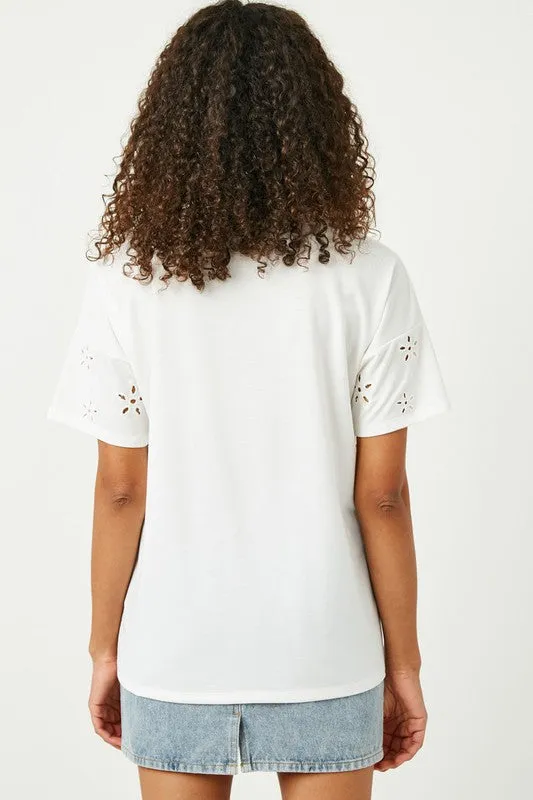 Eyelet Sleeve Top