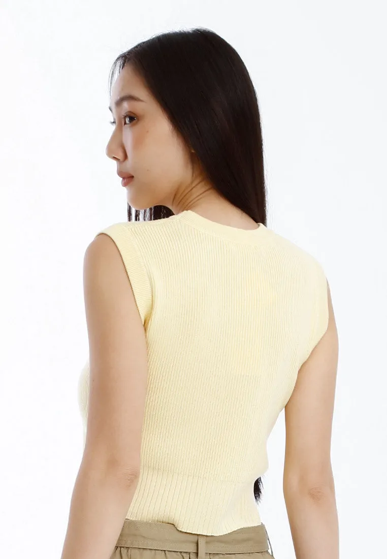Forest Ladies Sleeveless Knit Top Women Knit Cropped Top - 822491
