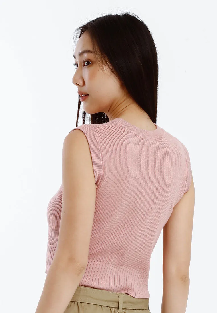Forest Ladies Sleeveless Knit Top Women Knit Cropped Top - 822491