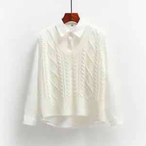 Freud - Dark Academia Crop Top Loose Sweater Vest