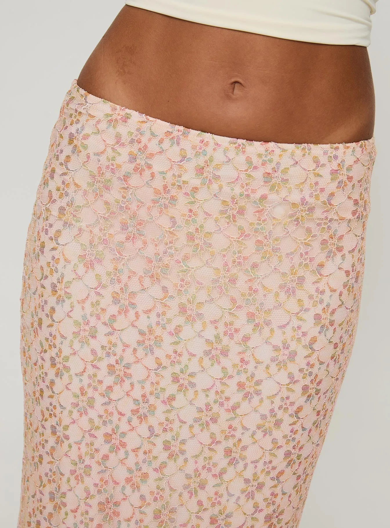 Gallego Lace Maxi Skirt Pink