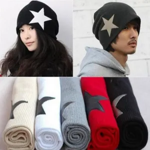 Holiday Sale Free Shipping New Fashion Korean UNISEX Men & Women Star Knit Hat Skull Cap Ski Knit Hat