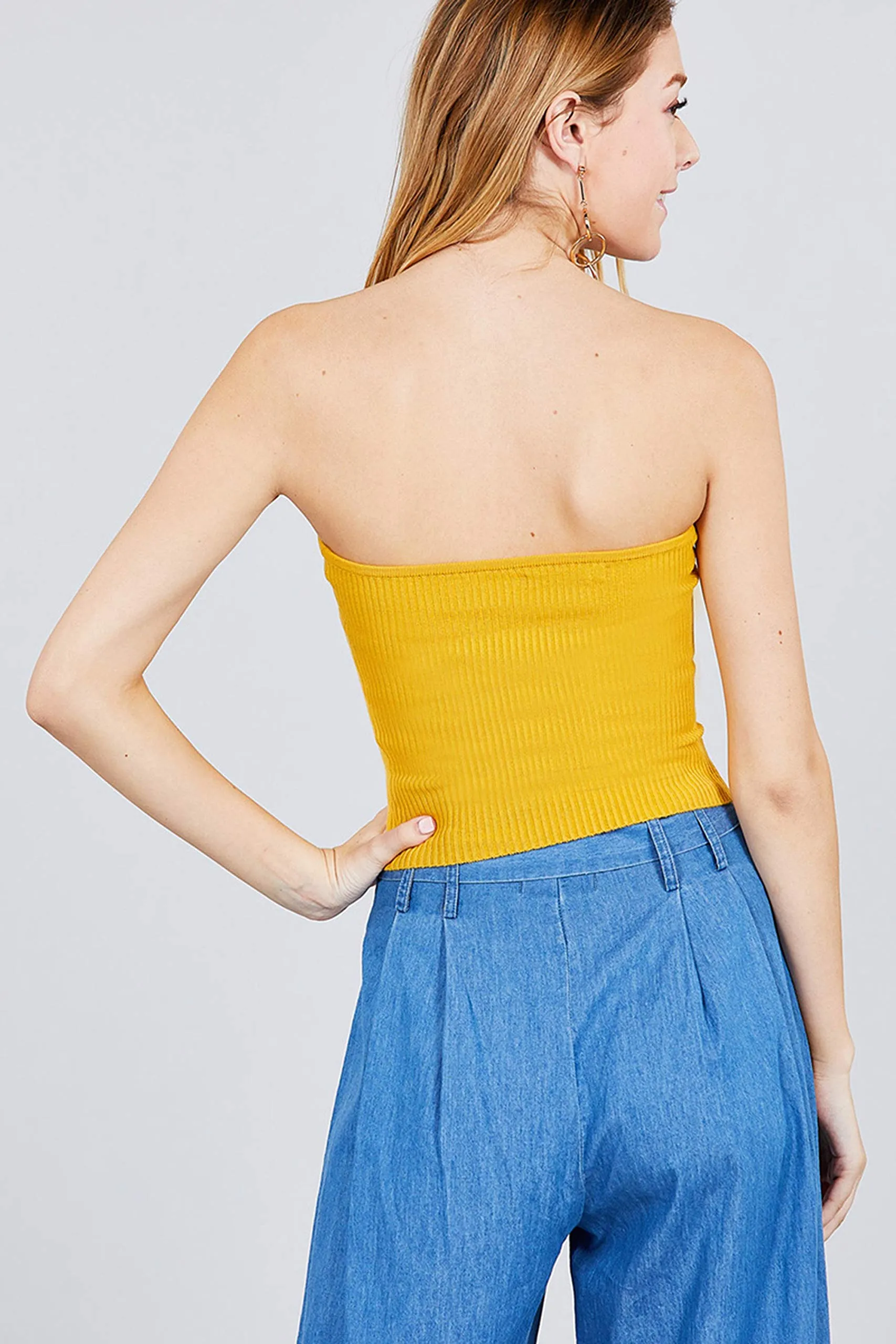 Khanomak Women's Casual Basic Rib Stretch Tube Sweater Crop top