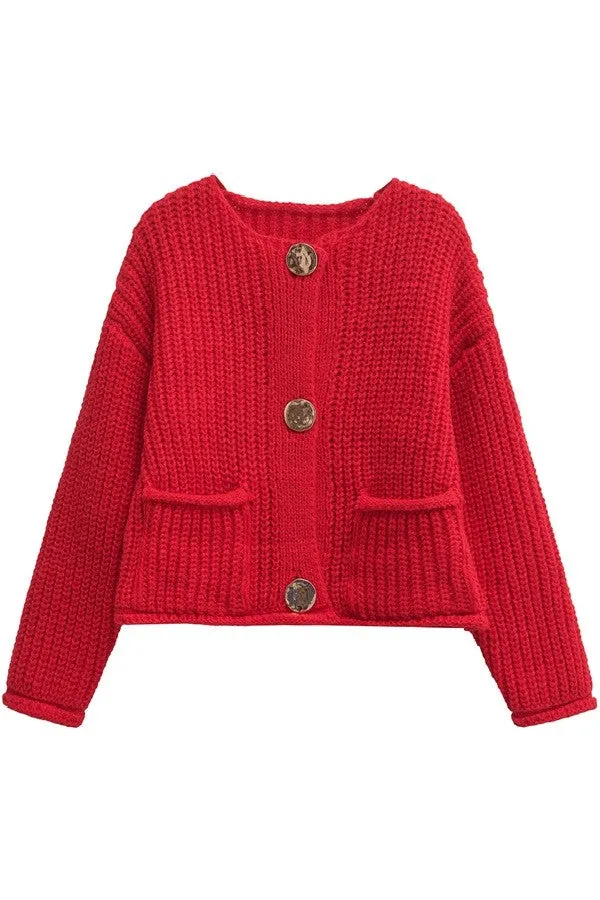 Long Sleeve Button Detail Sweater