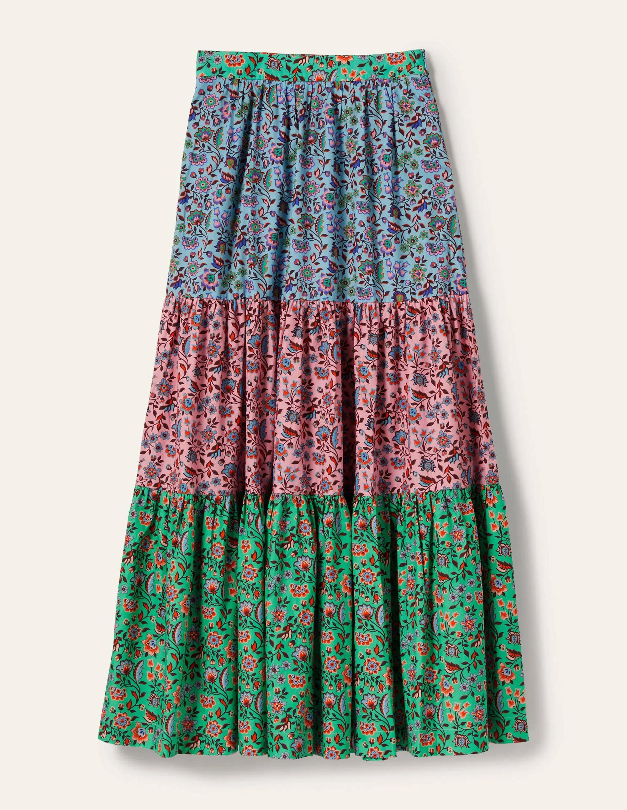 Lorna Tiered Maxi Skirt-Formica Pink, Oriental Meadow