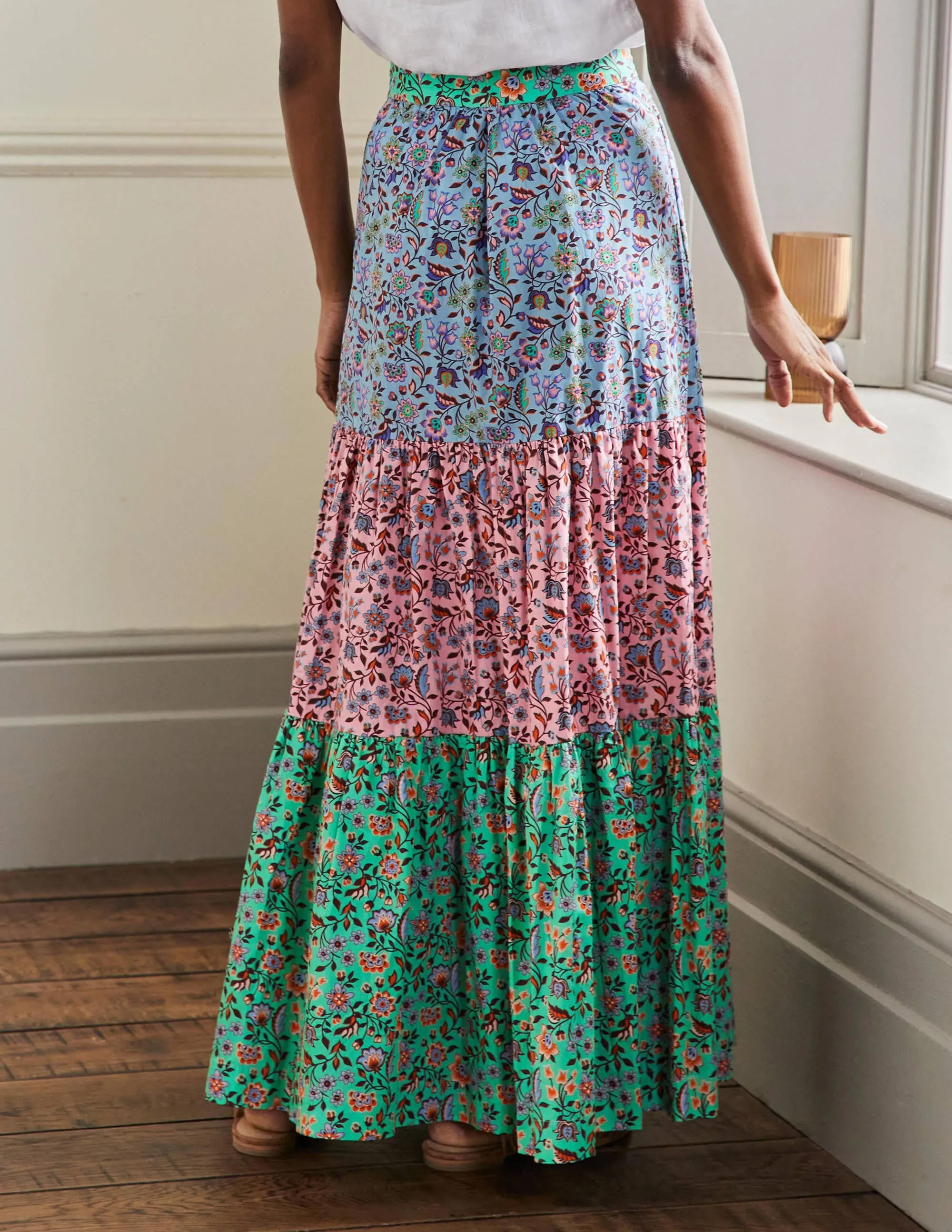 Lorna Tiered Maxi Skirt-Formica Pink, Oriental Meadow