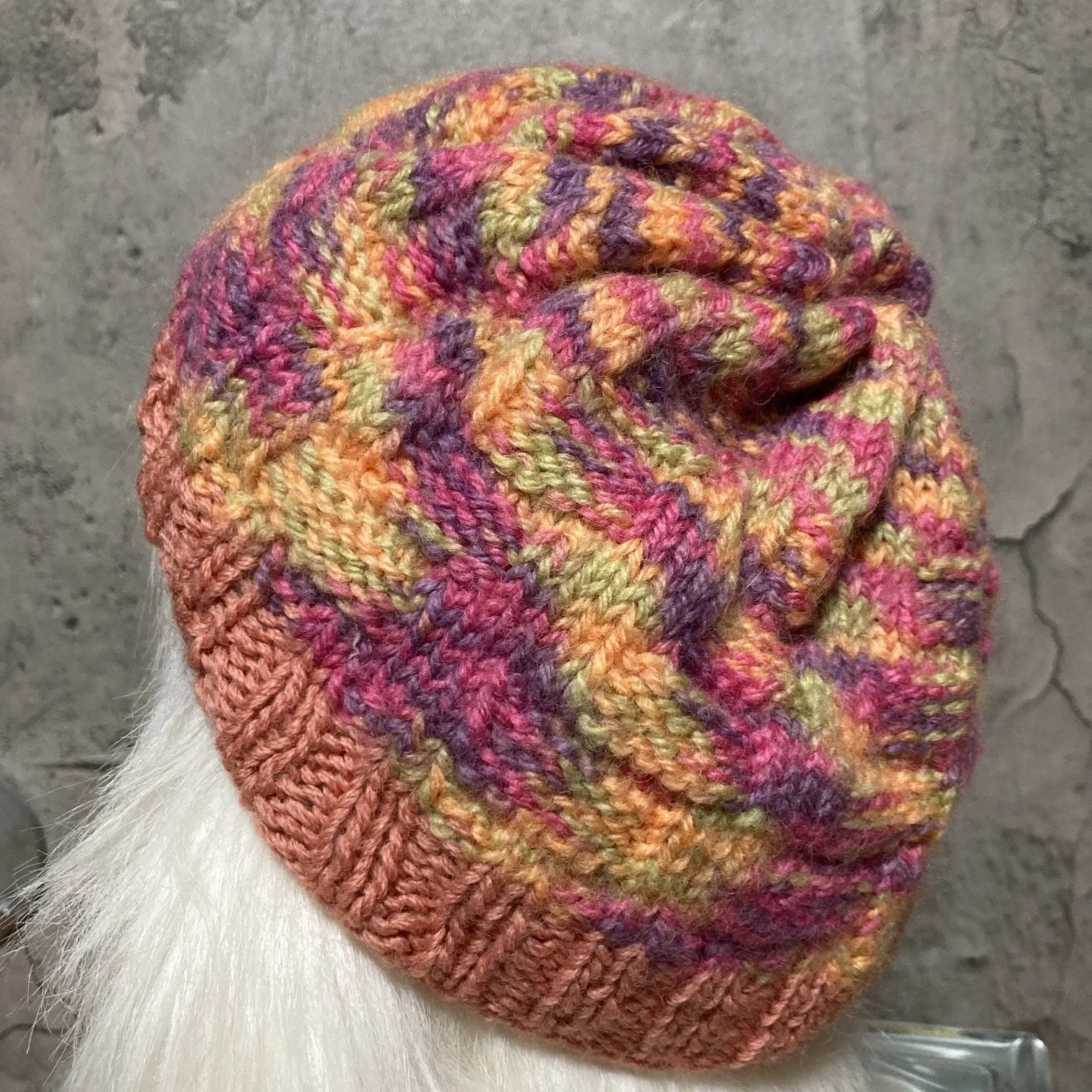 marble knit beanie pink yellow Leon Matilda
