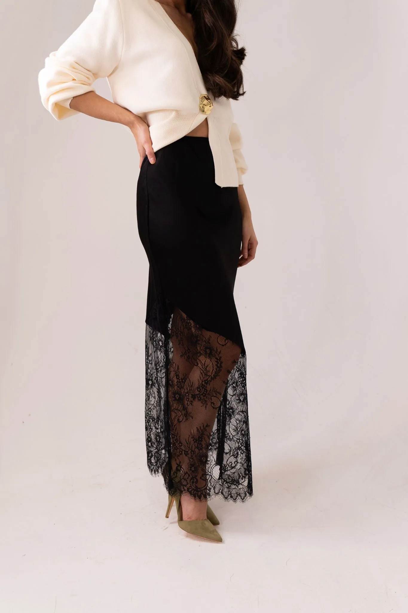 Millie Contrast Skirt In Black