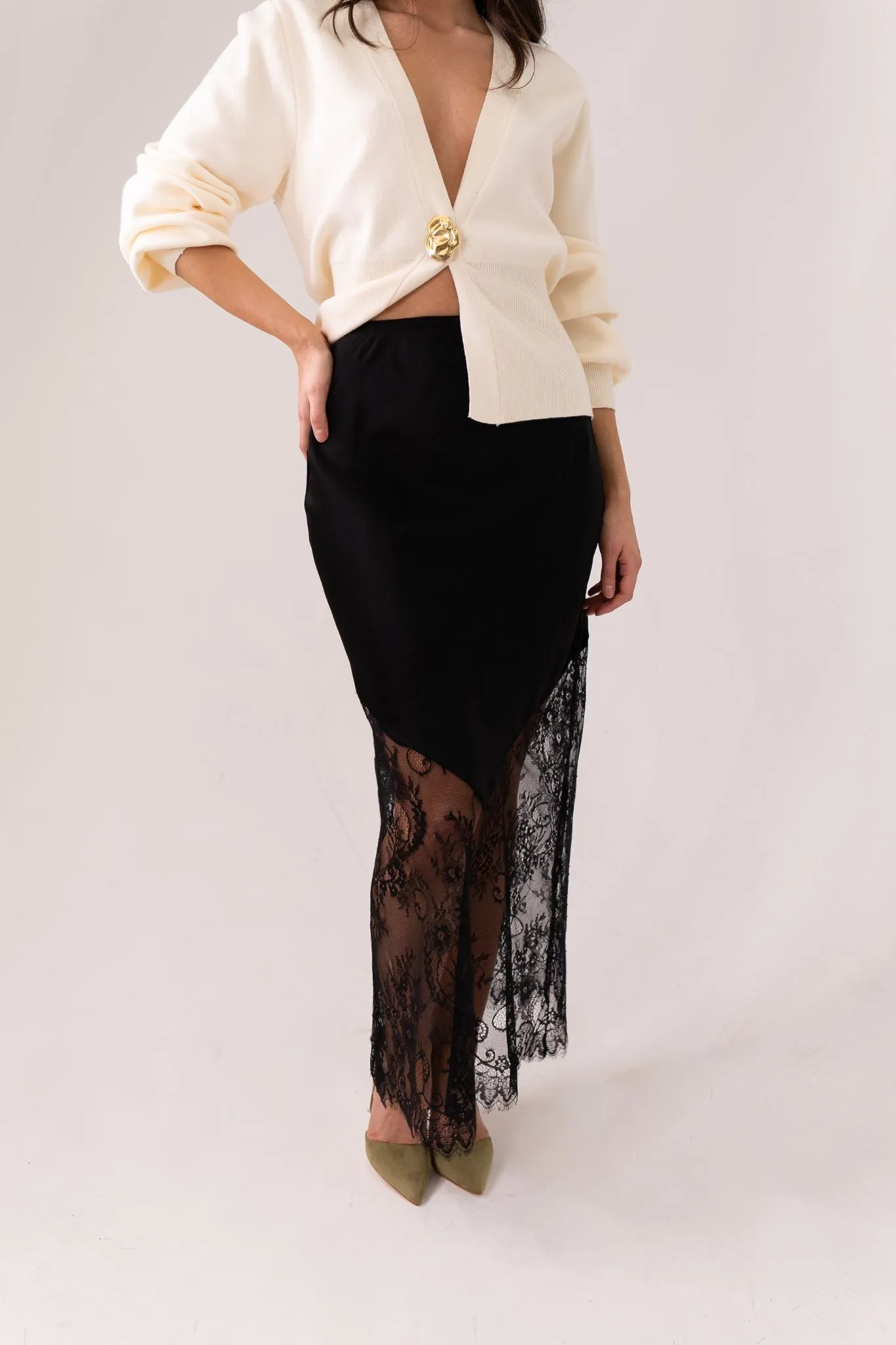 Millie Contrast Skirt In Black