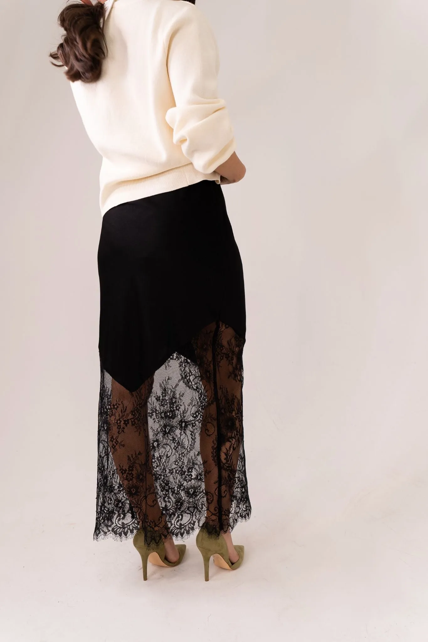 Millie Contrast Skirt In Black