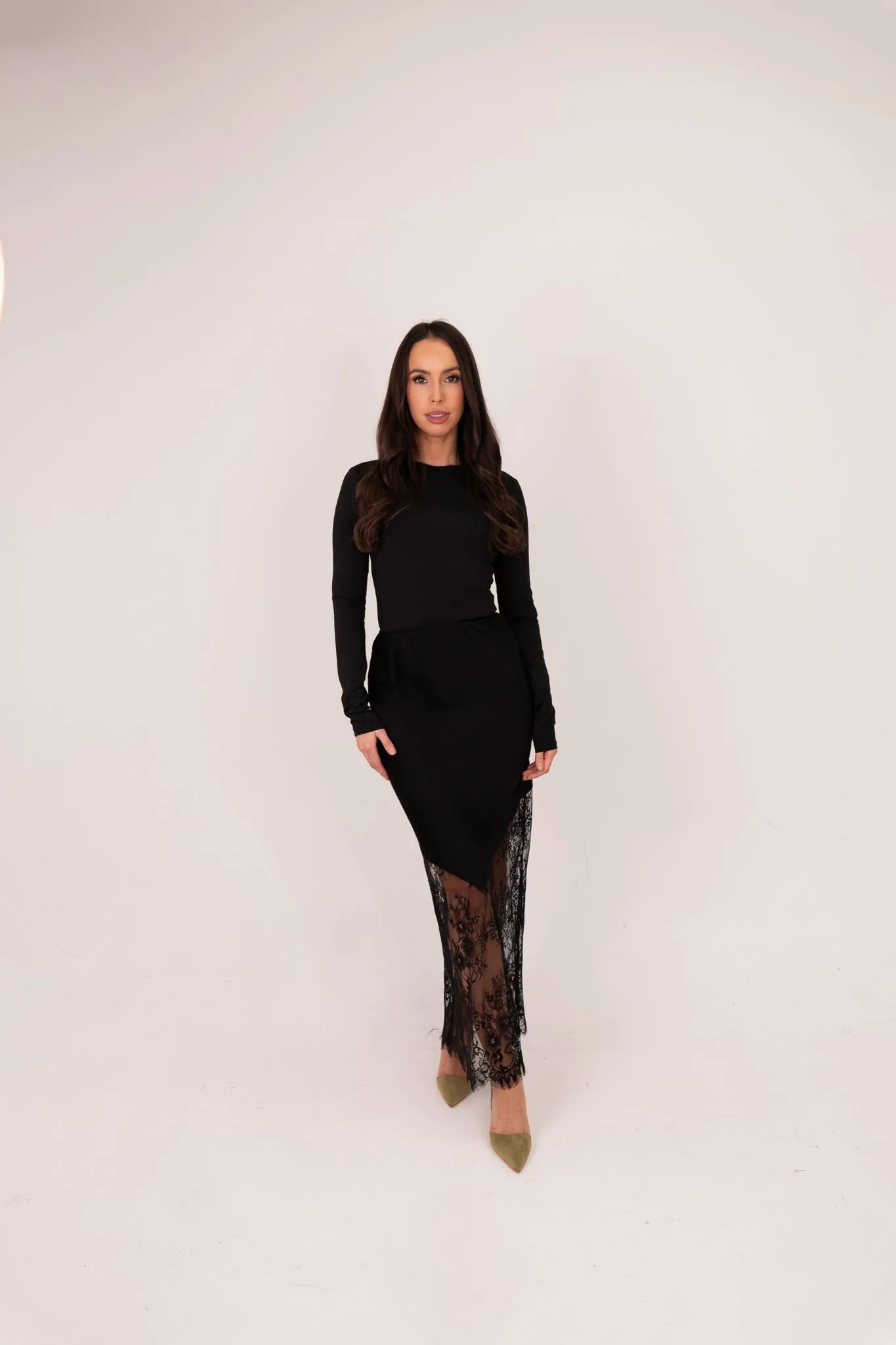 Millie Contrast Skirt In Black