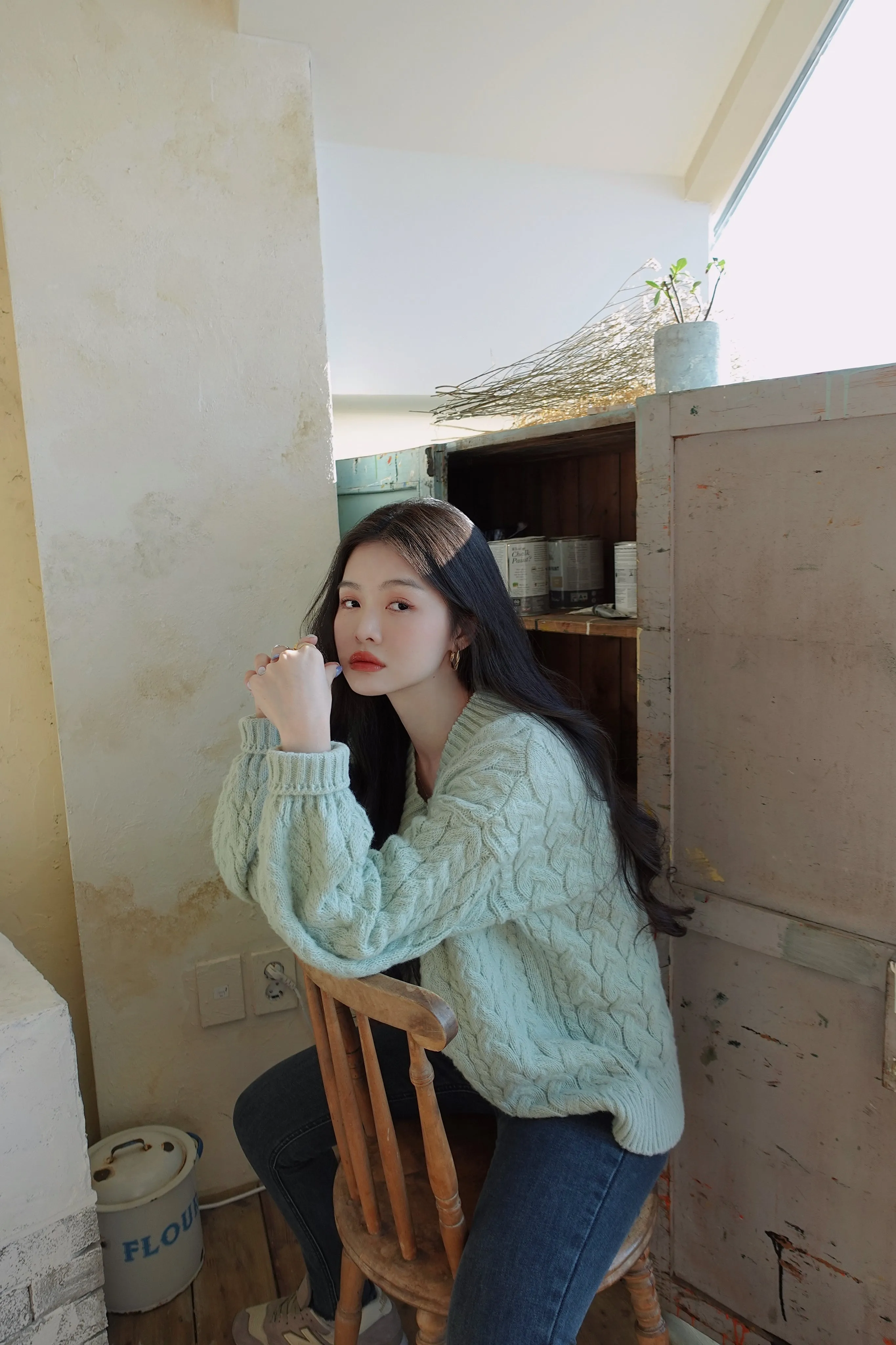 MINT GREEN TWIST KNIT SWEATER