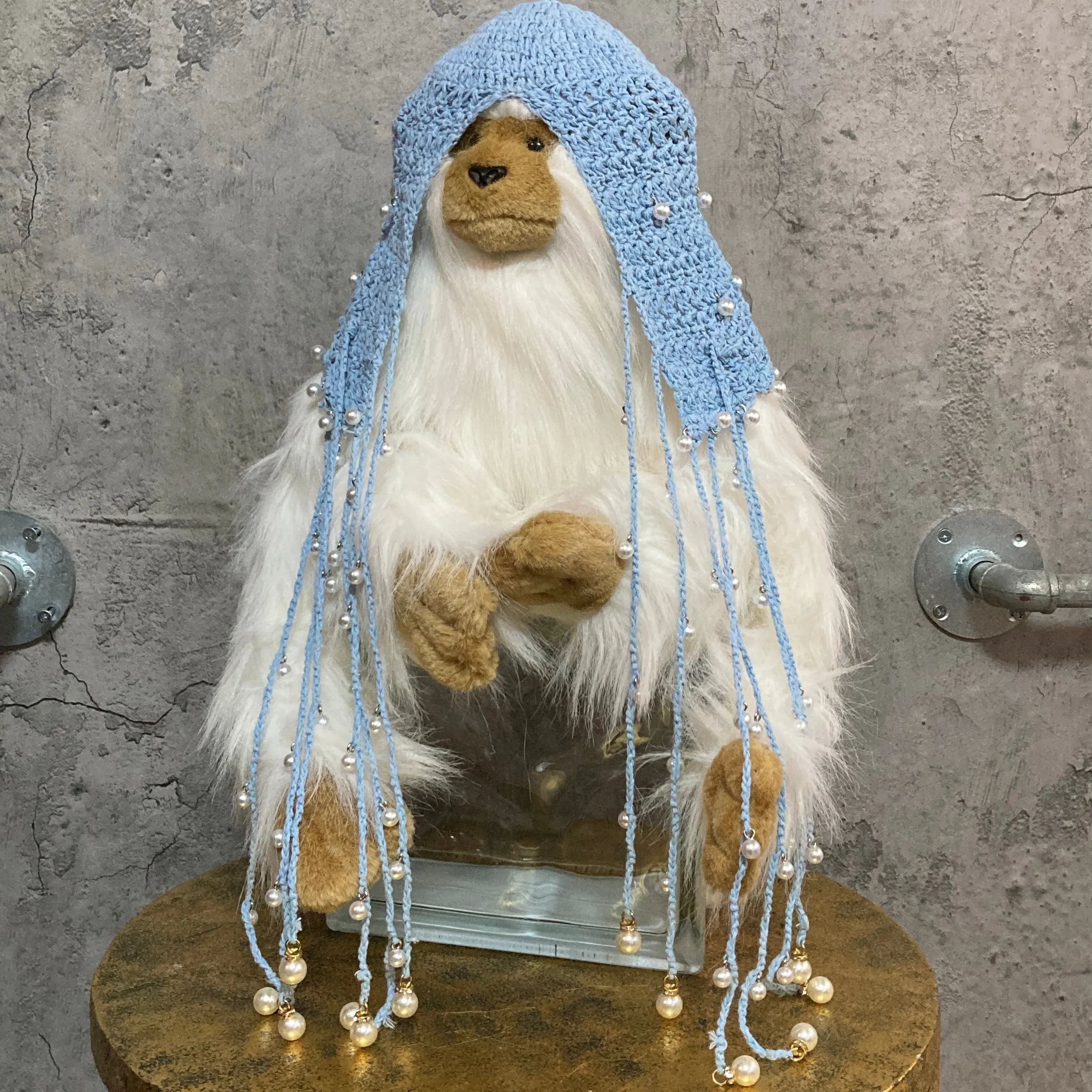 pearl knit headpiece blue