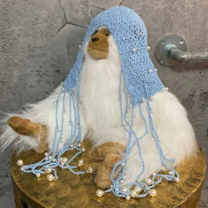 pearl knit headpiece blue