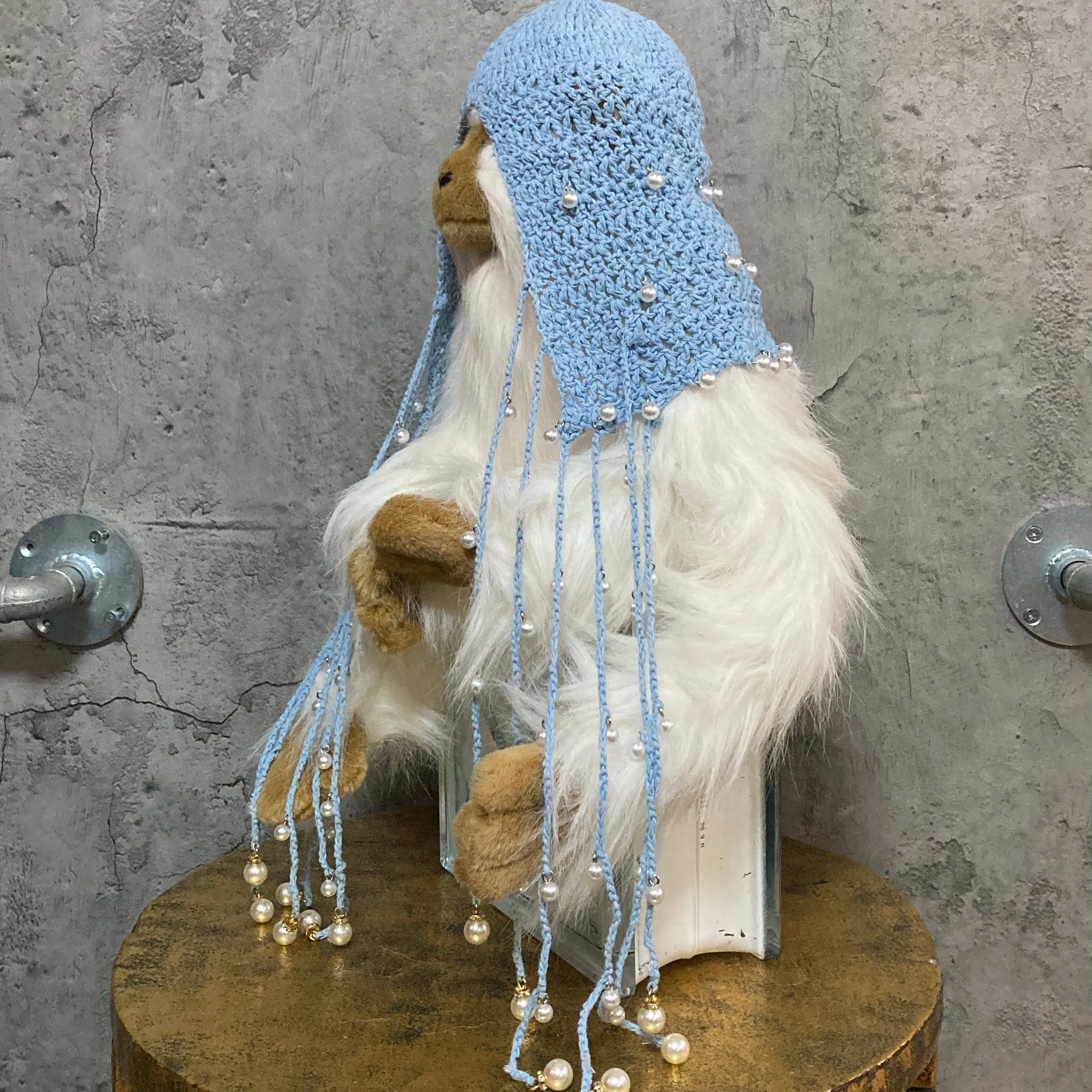 pearl knit headpiece blue