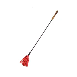 Rouge Leather Riding Crop with Rounded Wooden Handle