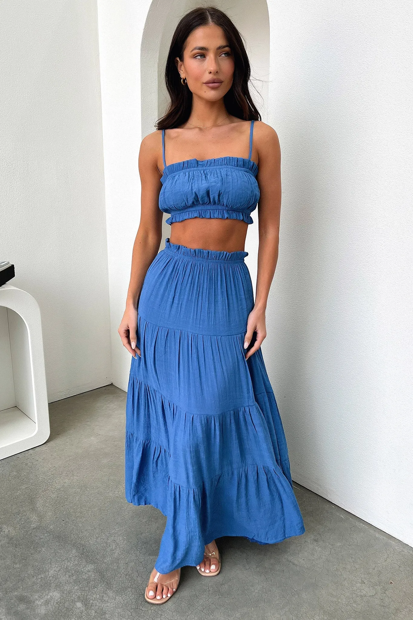 Selina Tiered Maxi Skirt - Royal Blue