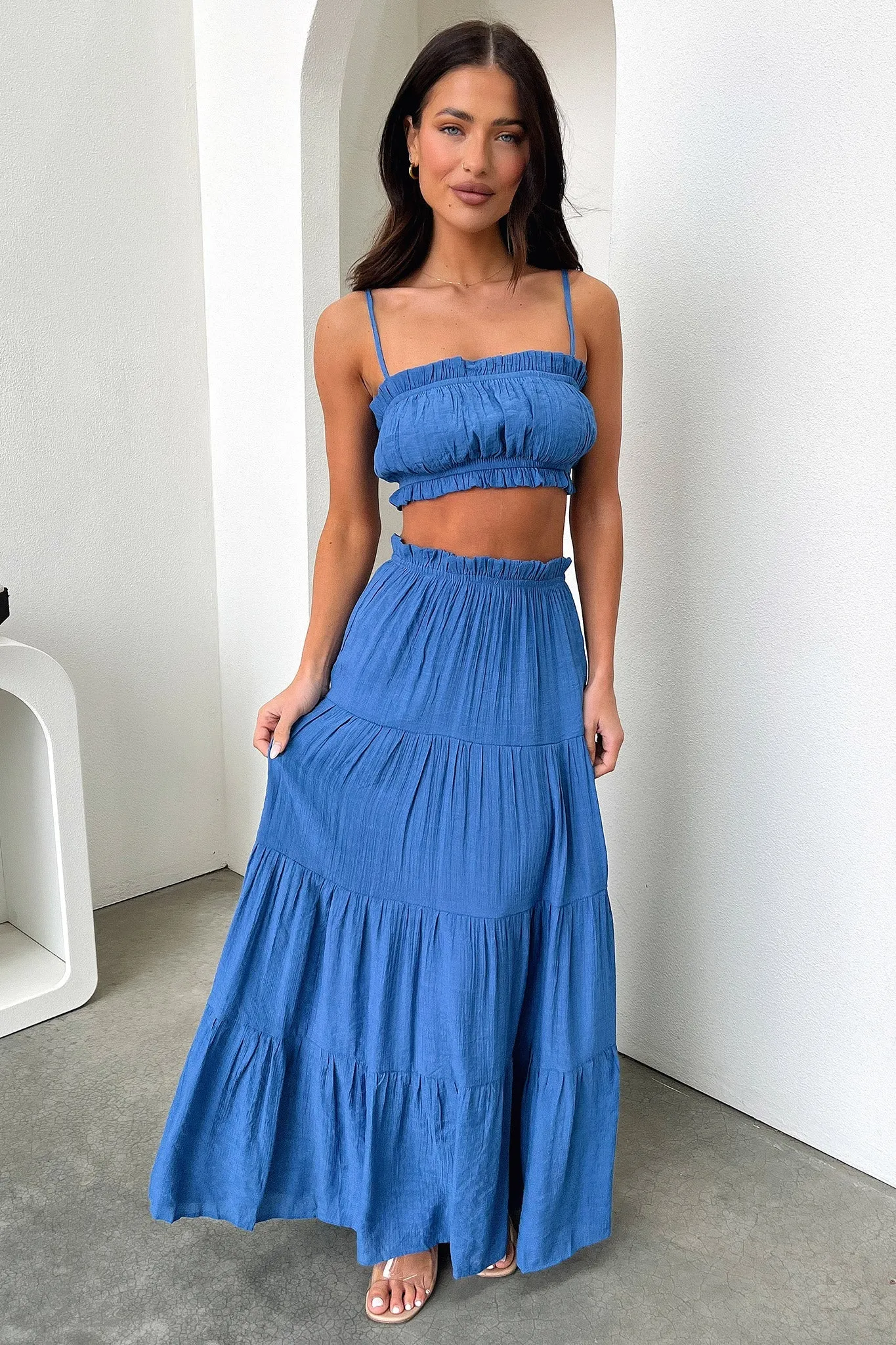 Selina Tiered Maxi Skirt - Royal Blue