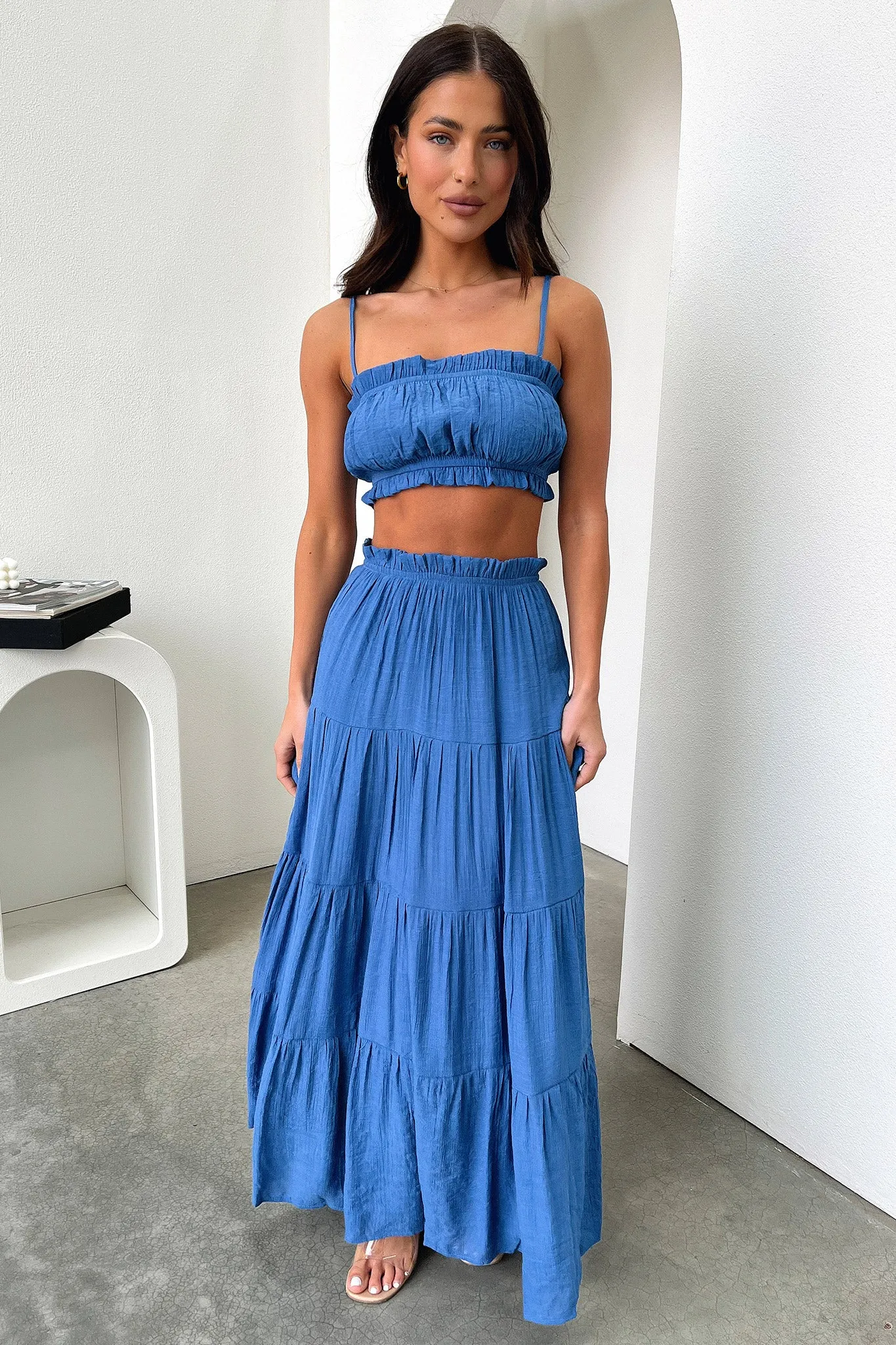 Selina Tiered Maxi Skirt - Royal Blue