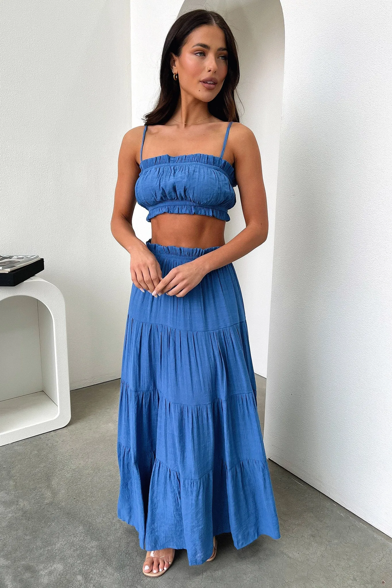 Selina Tiered Maxi Skirt - Royal Blue