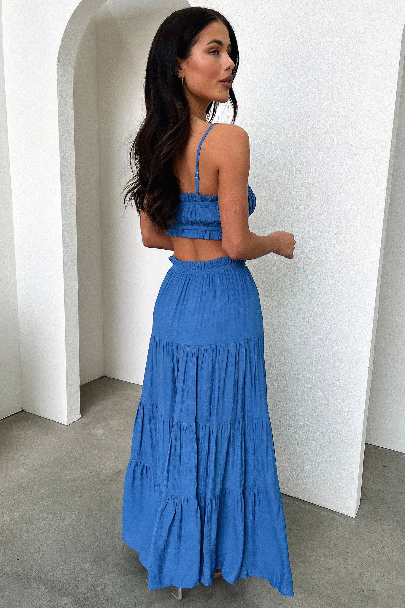 Selina Tiered Maxi Skirt - Royal Blue