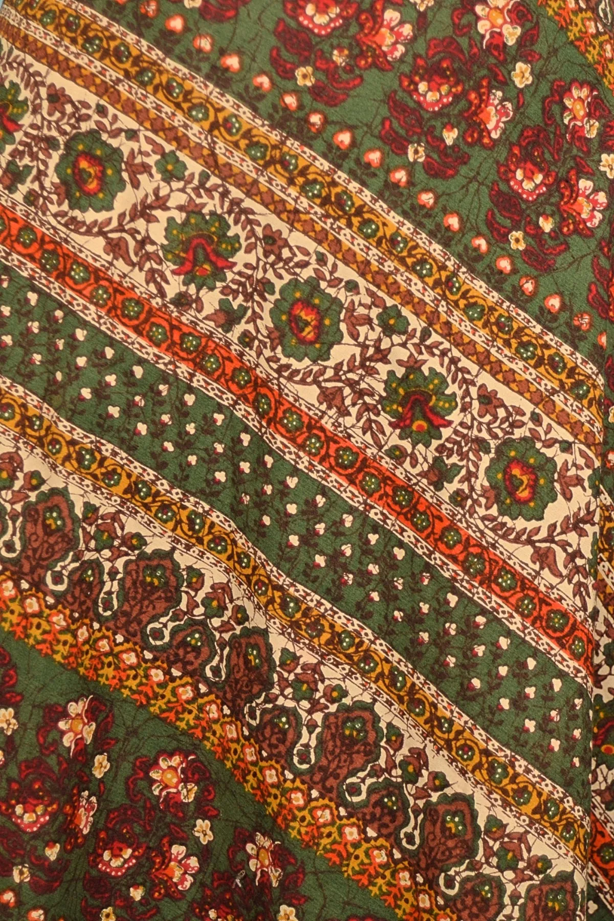 SOLD Vintage Indian Block Print Hippie Maxi Skirt, Wrap Skirt Attached Sash