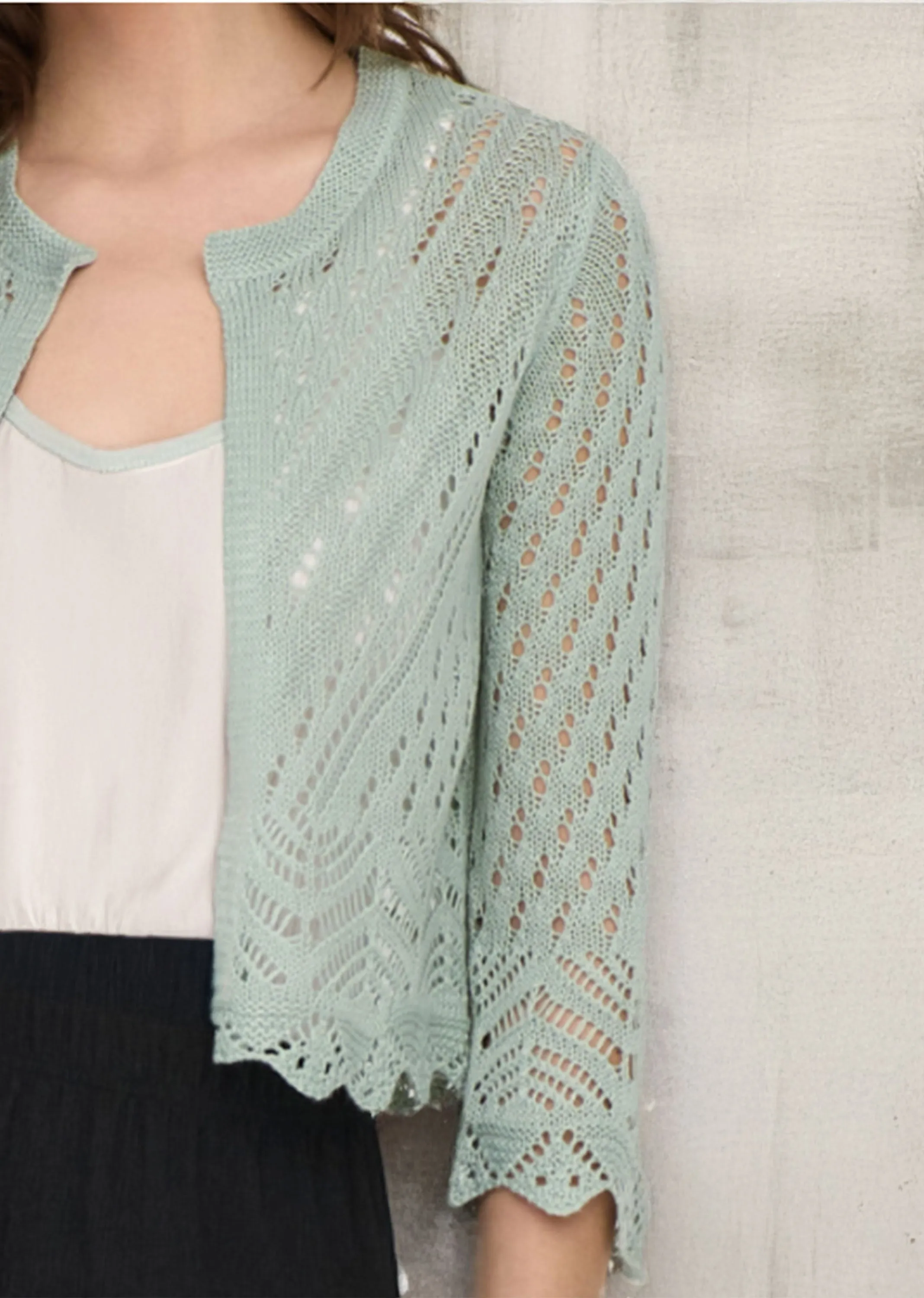 Sunni Crochet Knit Cardigan in Jade