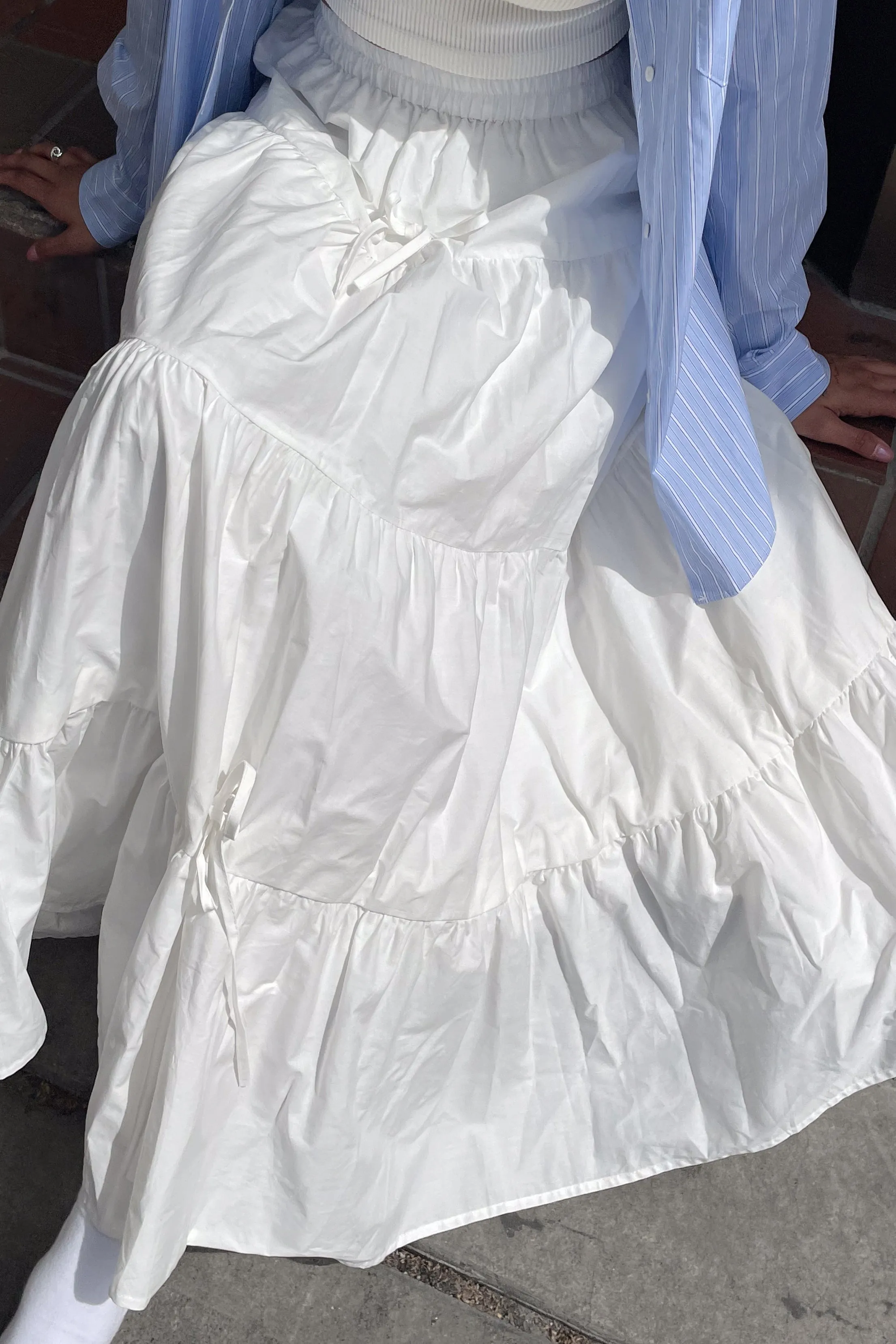 TIERED NYLON MAXI SKIRT