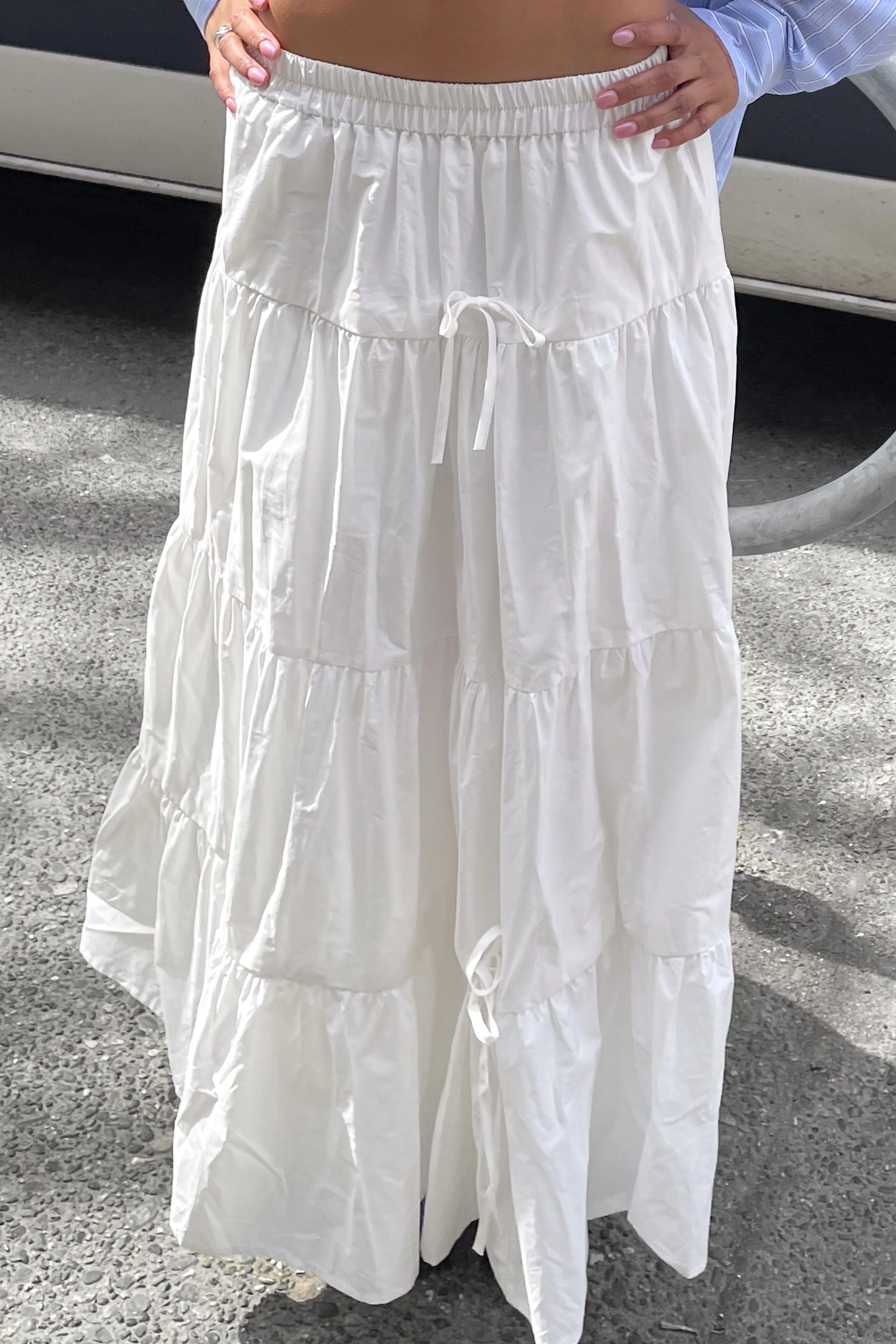 TIERED NYLON MAXI SKIRT