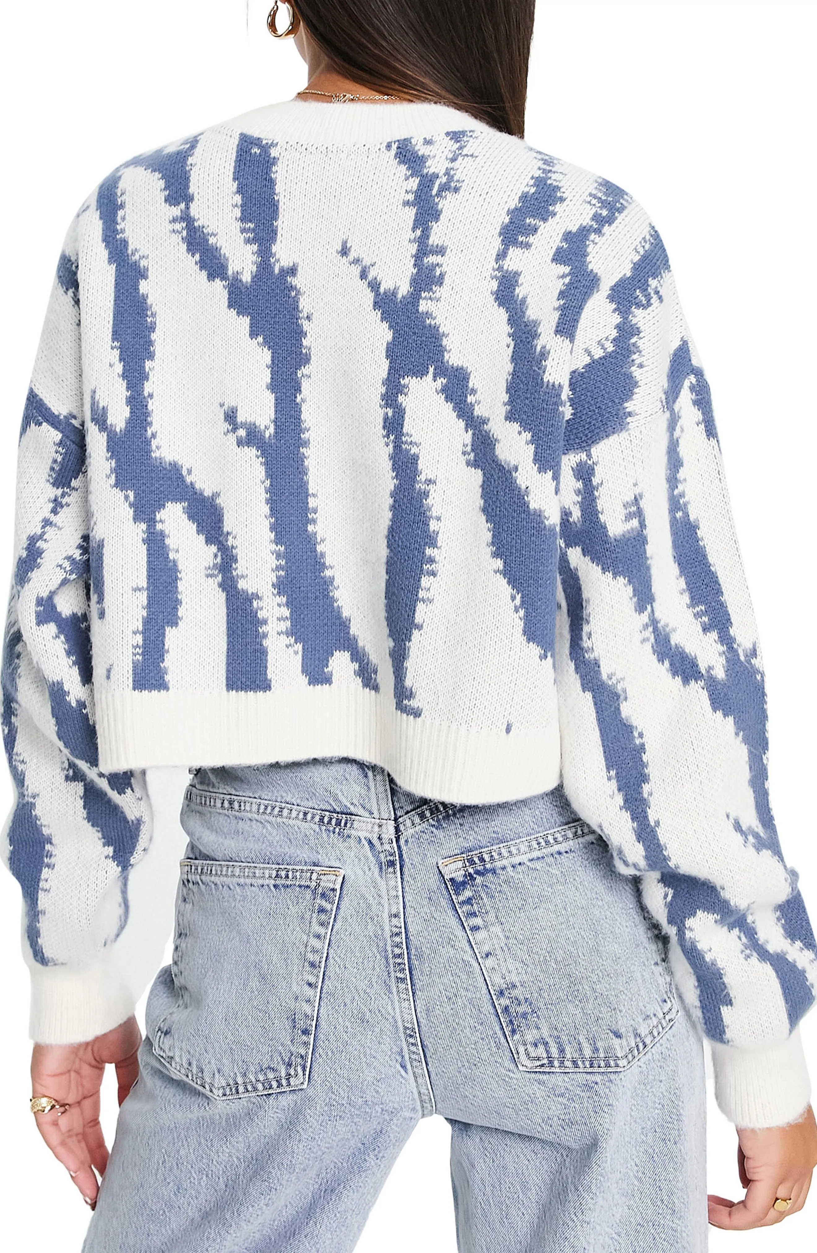 Topshop Abstract Crop Sweater